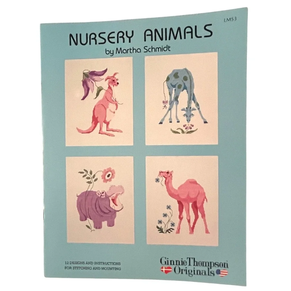Ginnie Thompson Nursery Animals Martha Schmidt Cross Stitch Pattern Book 1981